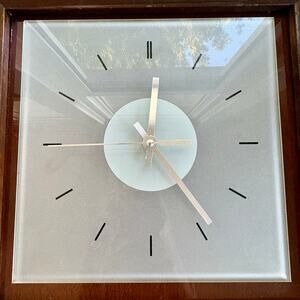 Vintage IKEA Frosted Glass Wall Clock – Minimalist Modern Design – 11” Square